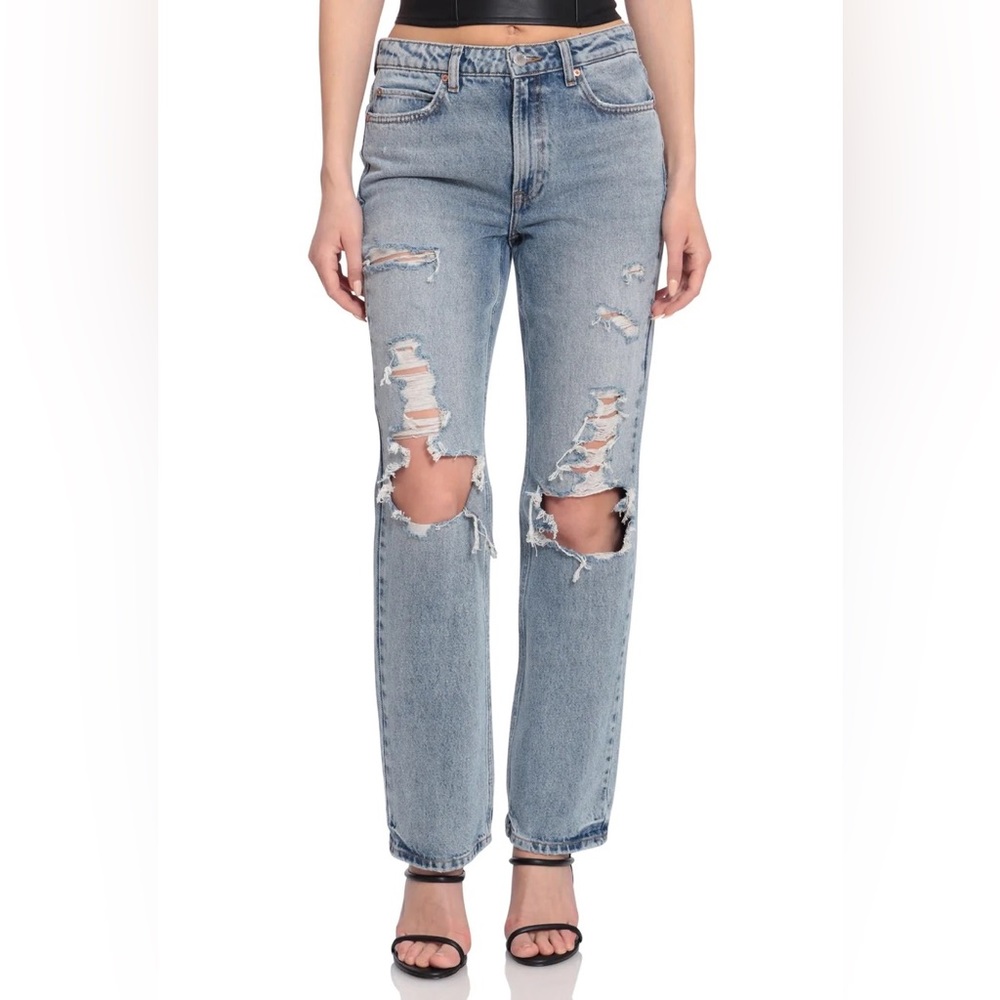 AVEC LES FILLES distressed straight leg jeans size 30